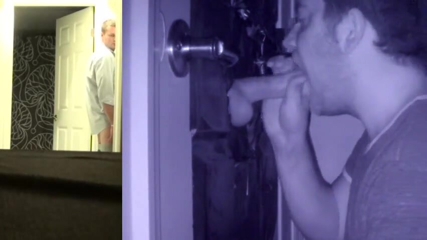 sexy man unloads at glory hole
