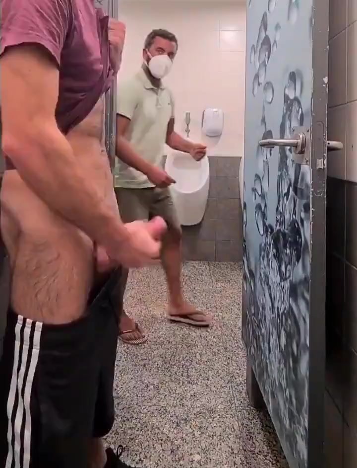 Caught while jerking in a public toilete