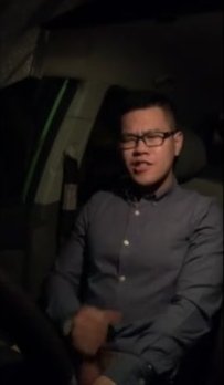 Asian Man jerk off in car after streesful of working