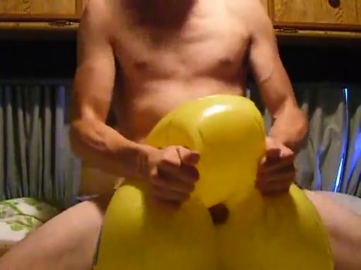 Uncut Dude an fucks his inflatable Toy