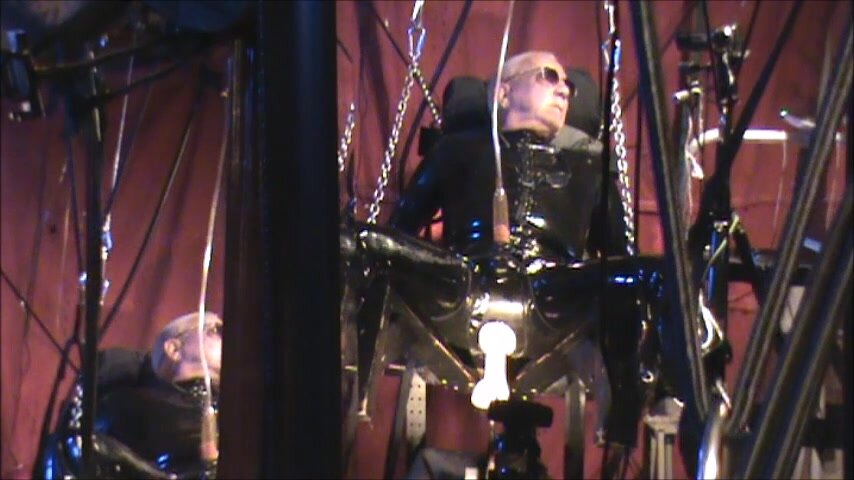 Latex Geared Suspended & Machine Fucked & Milked