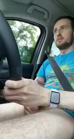 driving with his dick out and cums