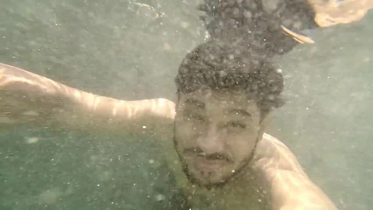 Indian buddies barefaced underwater - video 3
