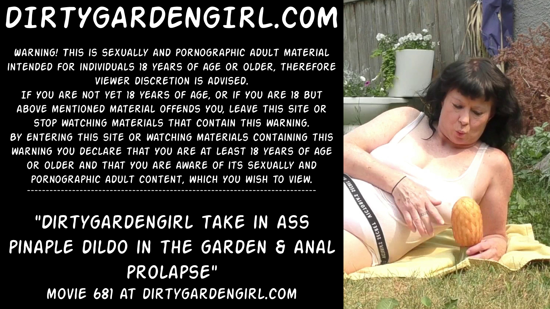 Dirtygardengirl take in ass pinaple dildo in the garden