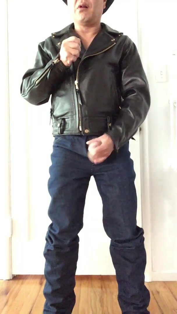 leather jacket jeans jerk