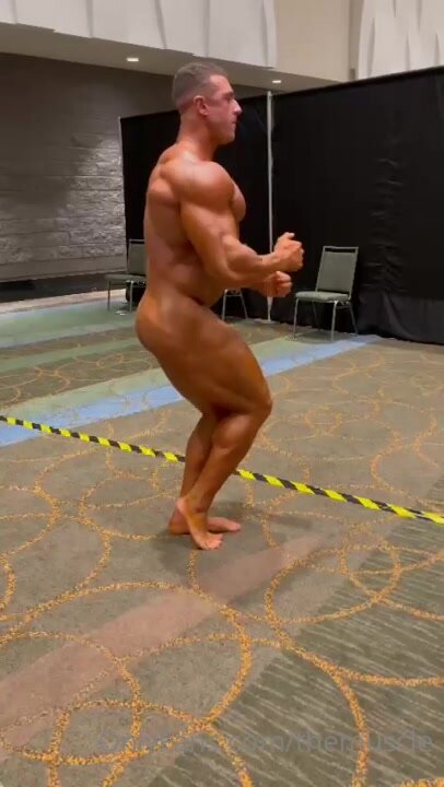 Muscular beast posing naked without shame his body