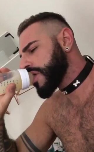 Drinking a bottle full of cum