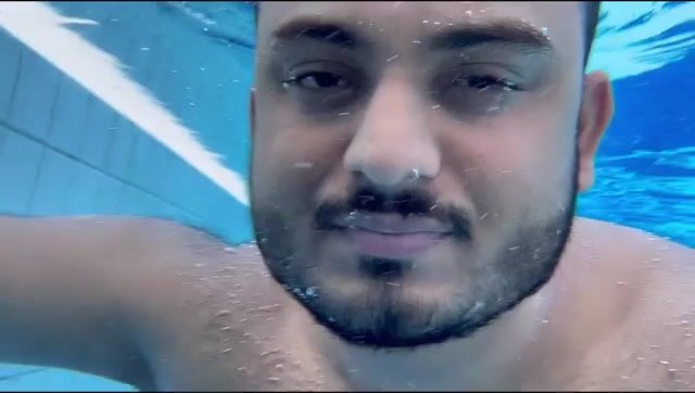 Barefaced beefy indian bubbling underwater