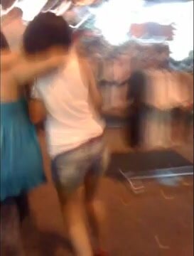 drunk girl in jeans shorts and heels stumbling