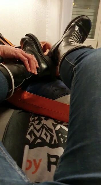 ranger boots rubbing pierced cock