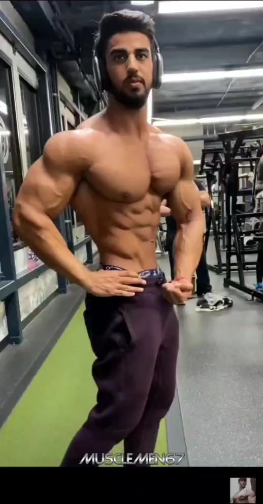 Sexy muscle man showing off