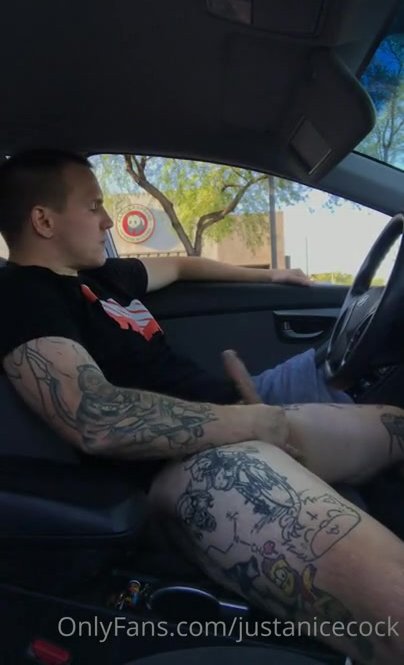 handsome tattoed dude  carjacking and cum