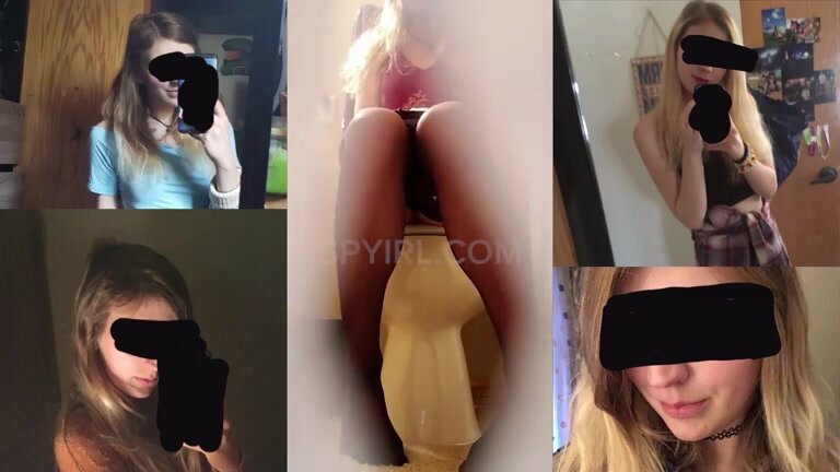 SpyIRL cute blonde pissing toilet censored