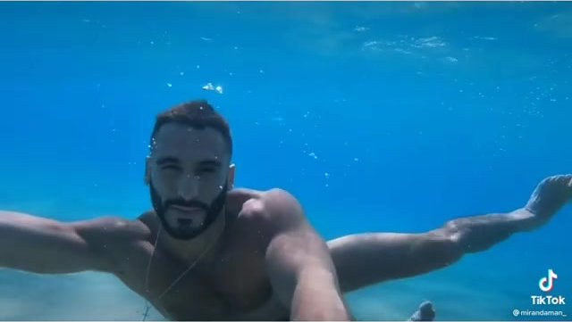 Antonio swims barefaced underwater