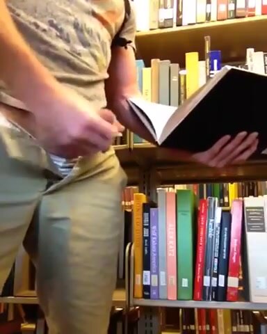 Library Guy Cums Inside Book