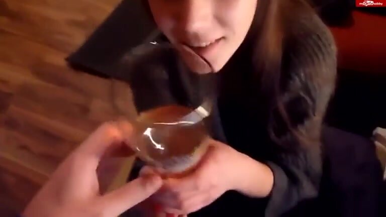 Thirsty pee slut drinks piss and gets drenched
