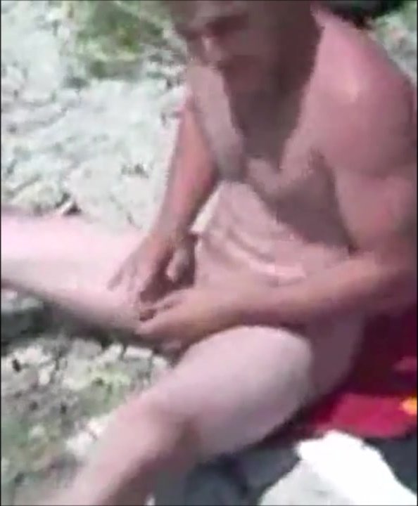 Nude at the river with friends - jerk off and cum