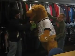 Giant mascot plush gets dry humped
