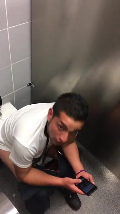 latino guy caught on toilet by friend
