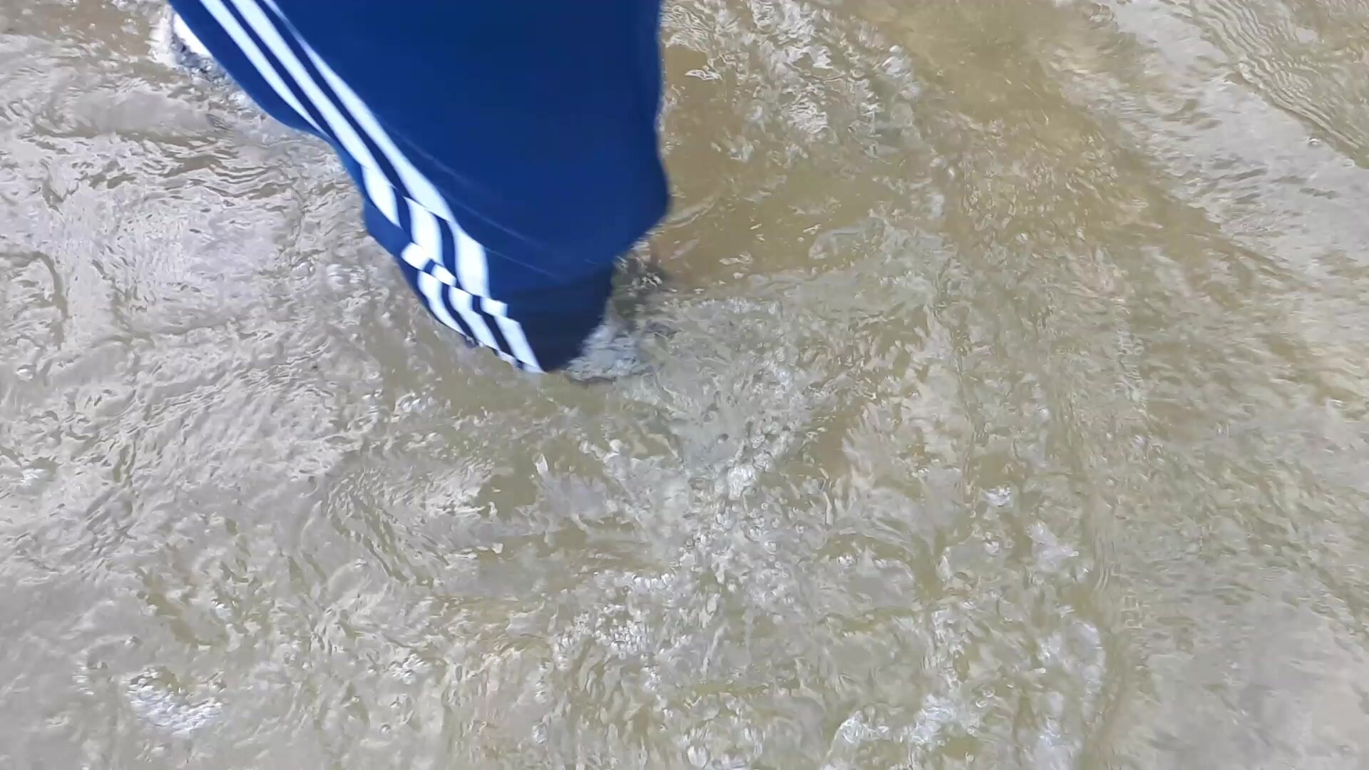Adidas Hardcourt and trackies in the river