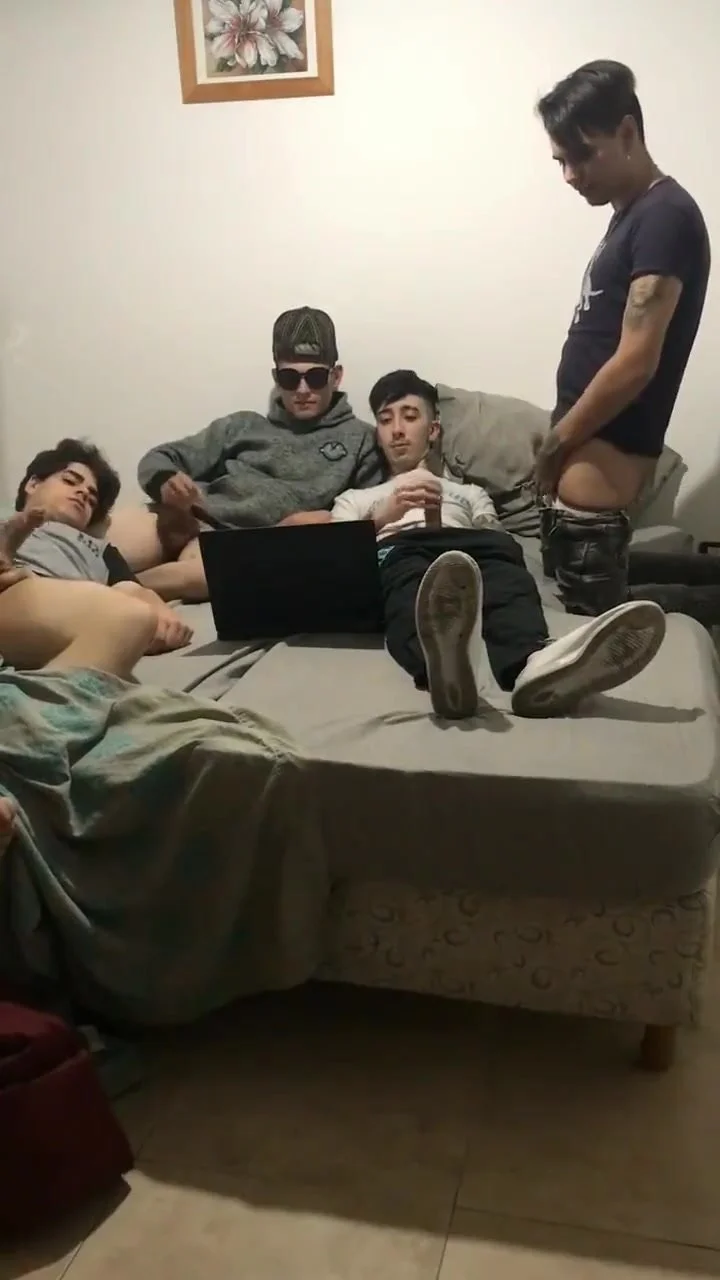 Straight latin friends jerk off together and each other
