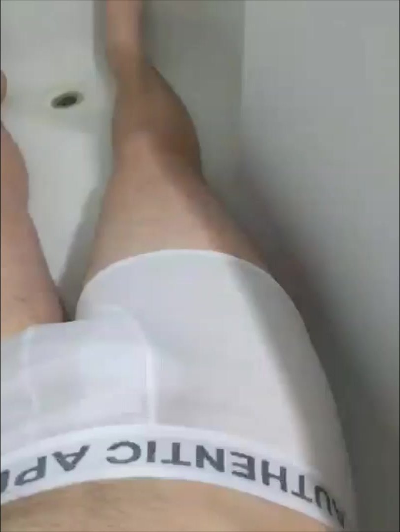Piss and Cum in White Boxers