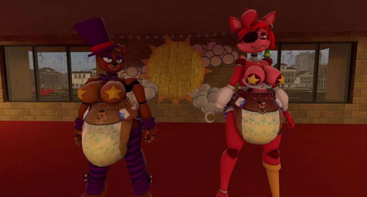Freddy and Foxy pooping on diapers