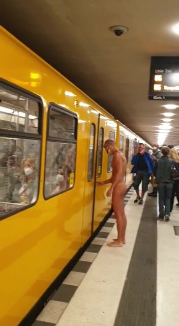 Naked in the subway of Berlin