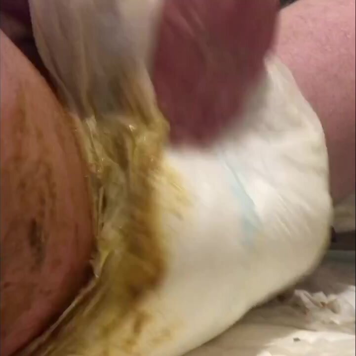 Cumming hard in a shit filled diaper