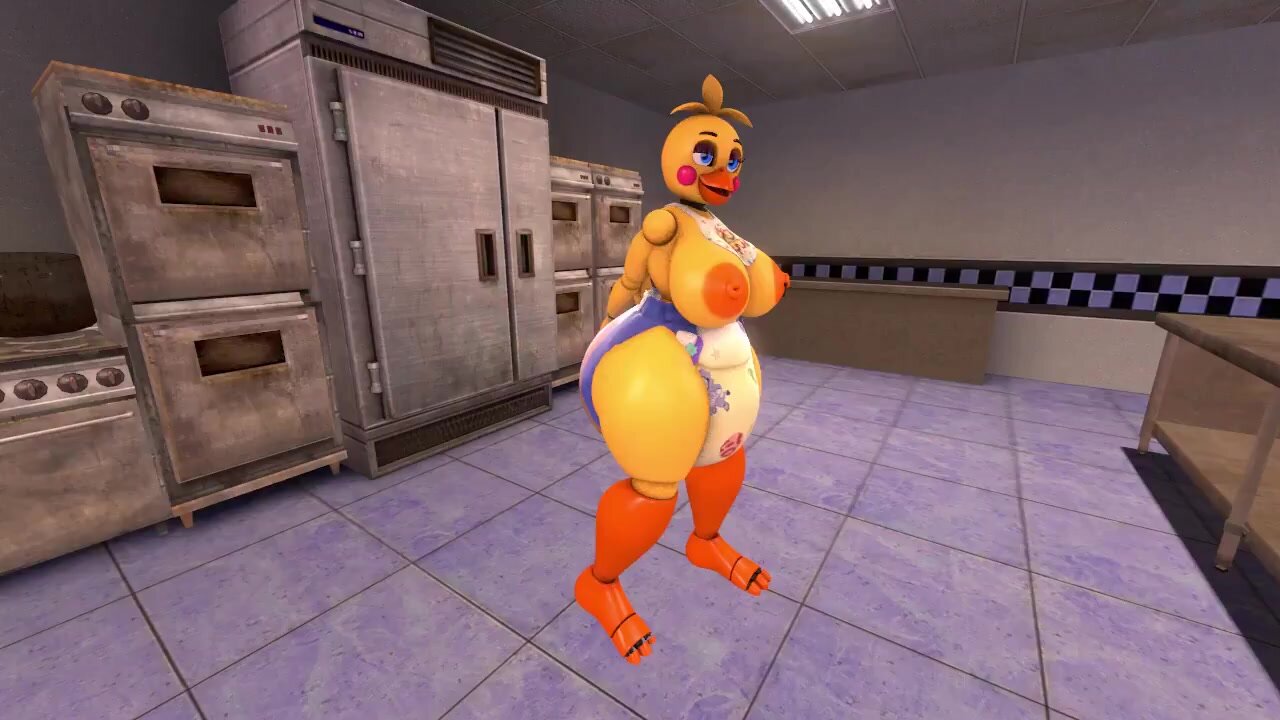Toy Chica pooping on a diaper