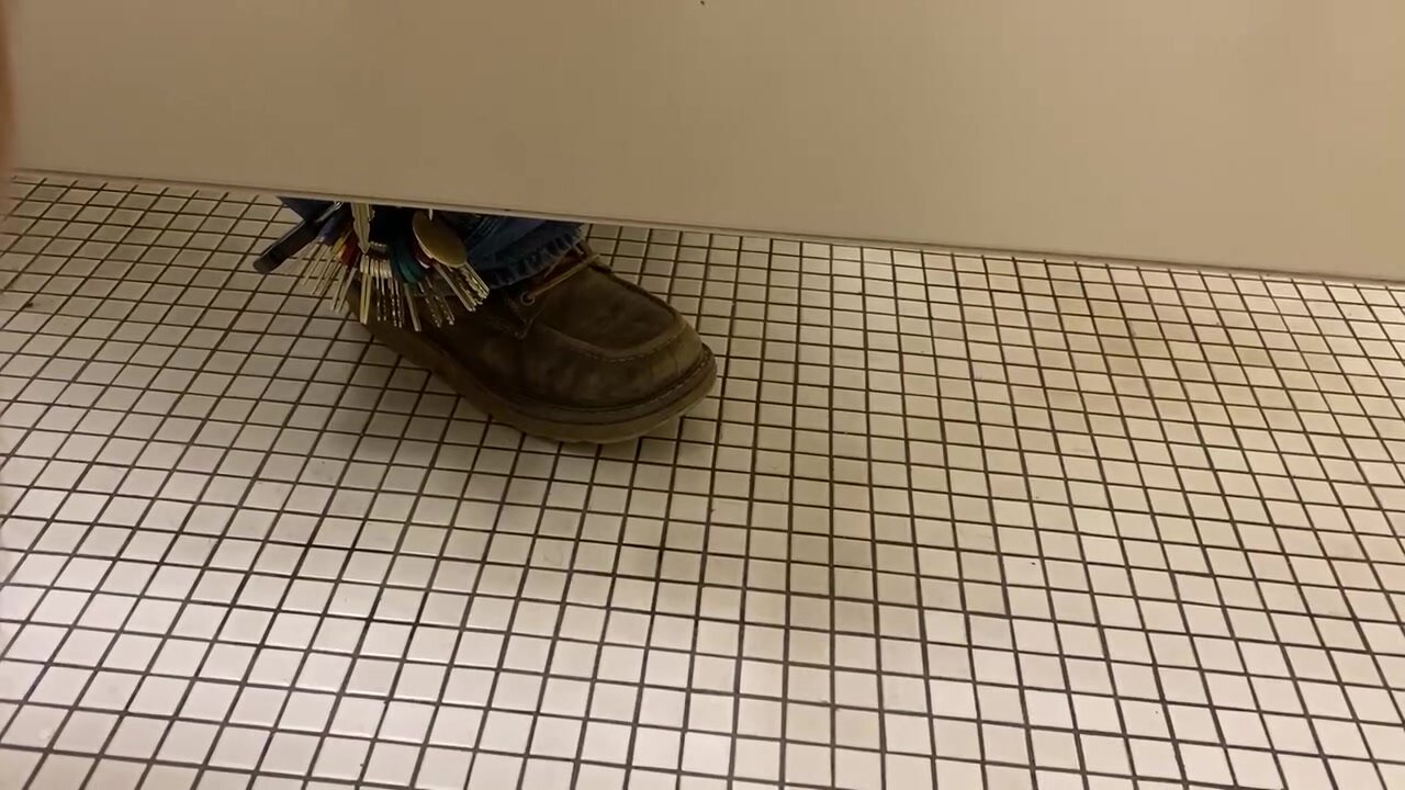 Young maintenance guy takes a sloppy shit