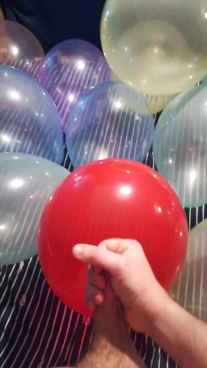 Shooting a big load on 12" balloons.