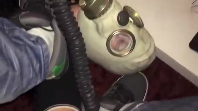 Gas mask in stinky shoes