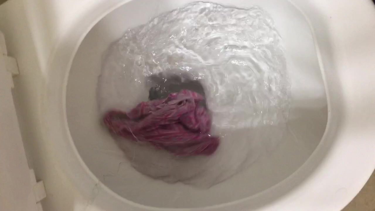 Wet panties slowly flush with string