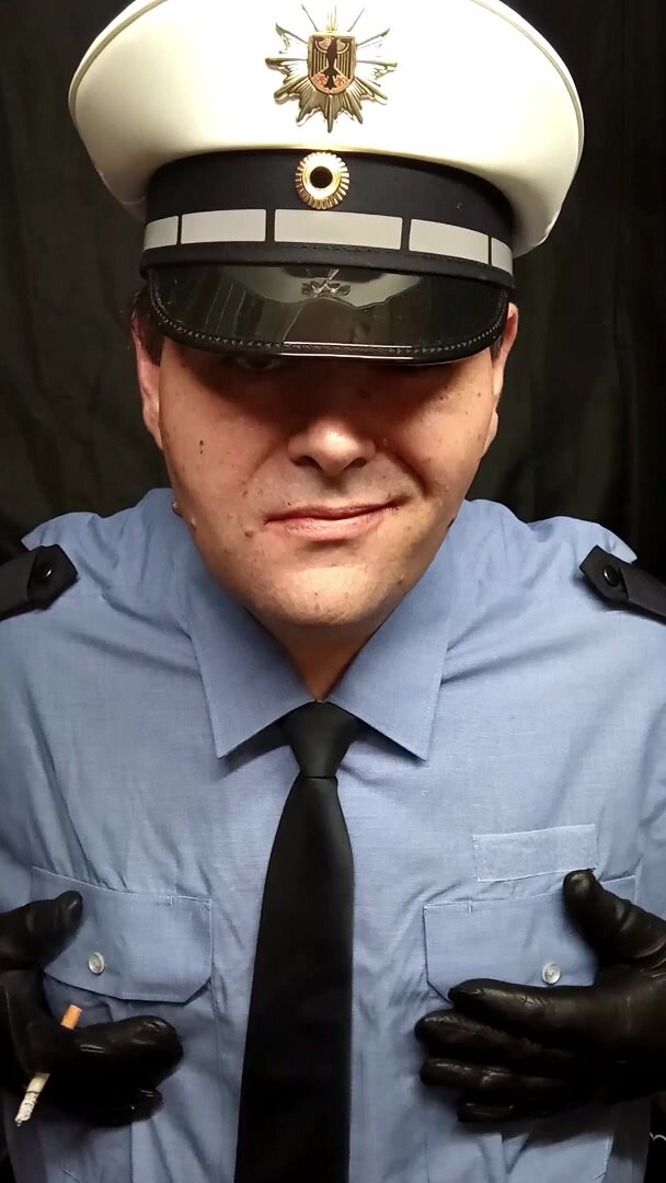 German Cop In Blue Uniform
