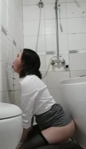 Asian girl puking on dildo 11