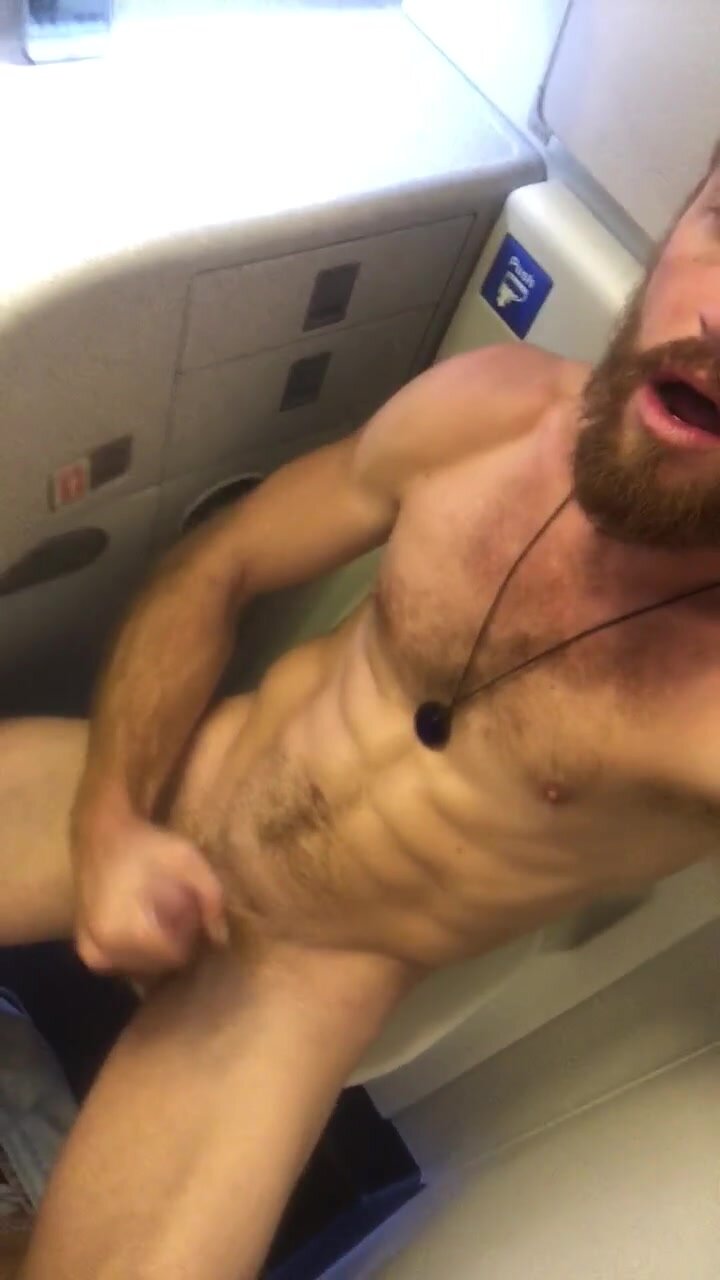 Whacking off in the plane lavatory