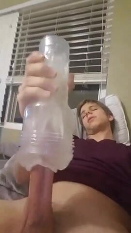First time with fleshlight, hands free cumshot