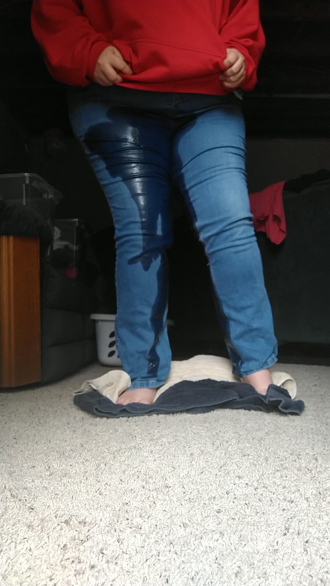 Girl desperately wets her jeans - video 2