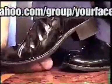 Male dress shoes trample ballbusting - video 2