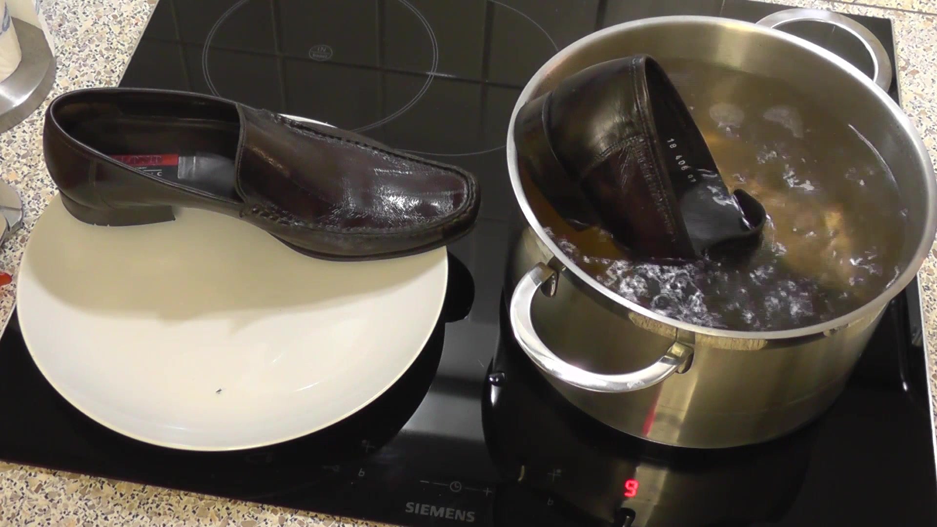 Eel loafers boiled in water