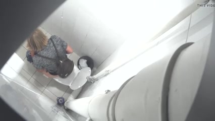 Blonde lady shit in toilet