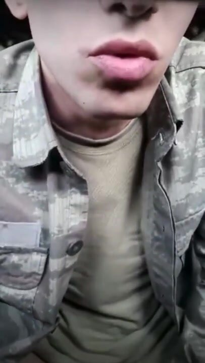 hot soldier cumming in the tank
