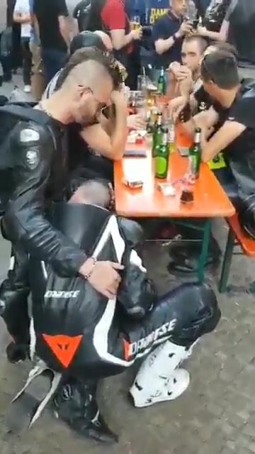 Bike festival while they drink one guy gets a blowjob
