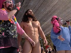 A hunky jesus contestant stripped naked on stage.