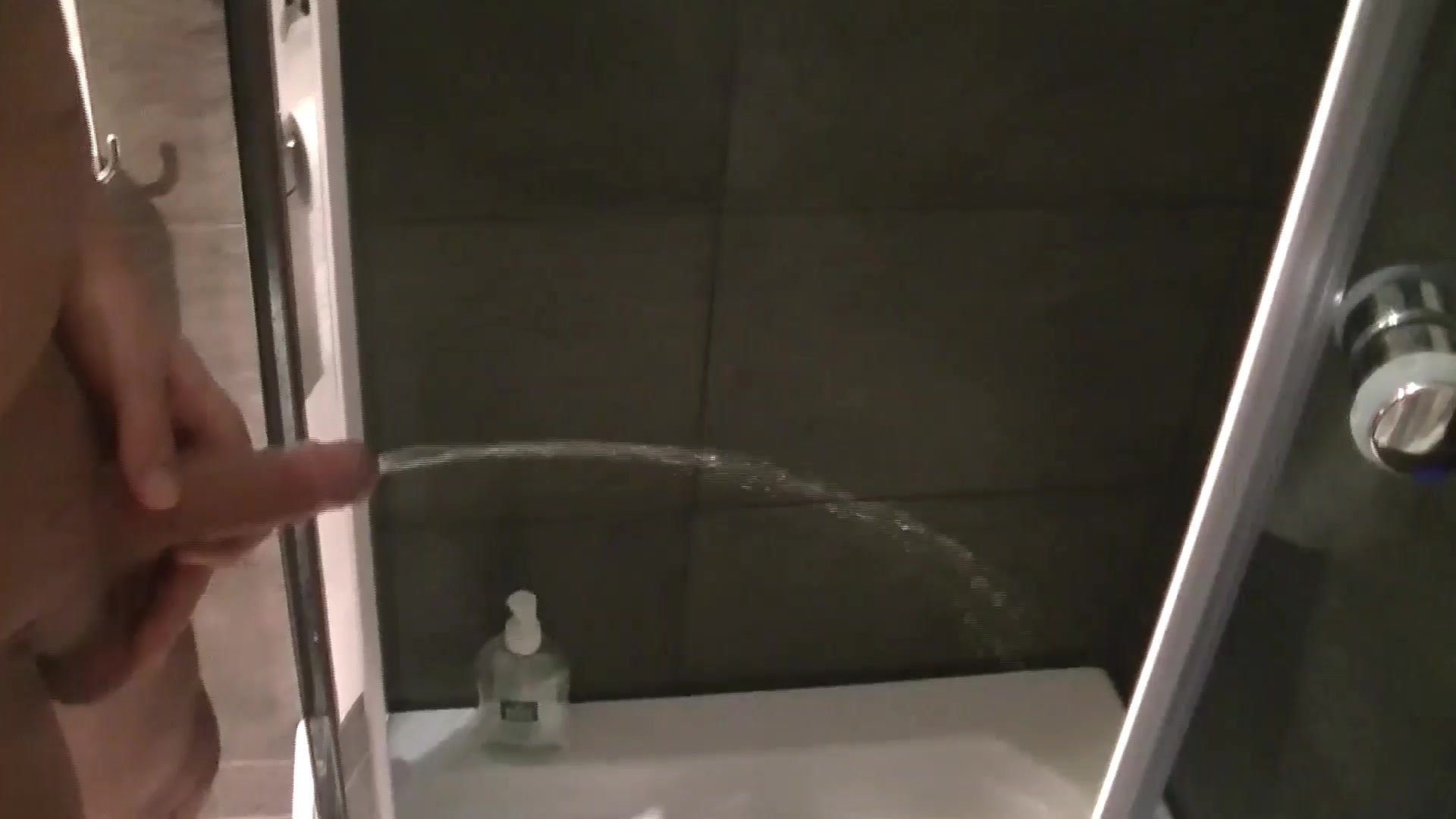 Erect piss in shower