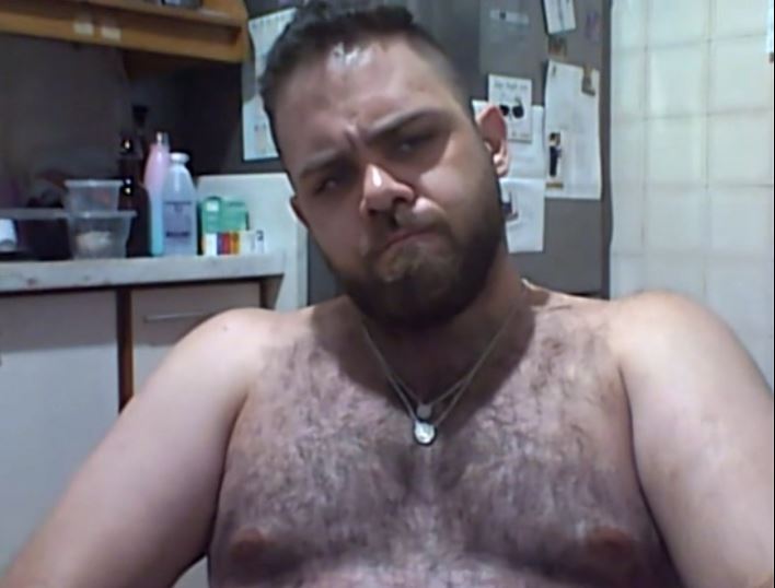 Exposed bear cum for me on cam! (Mostly face)
