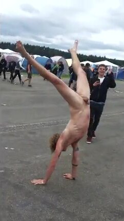 Hand Walking Around the Festival Naked Style