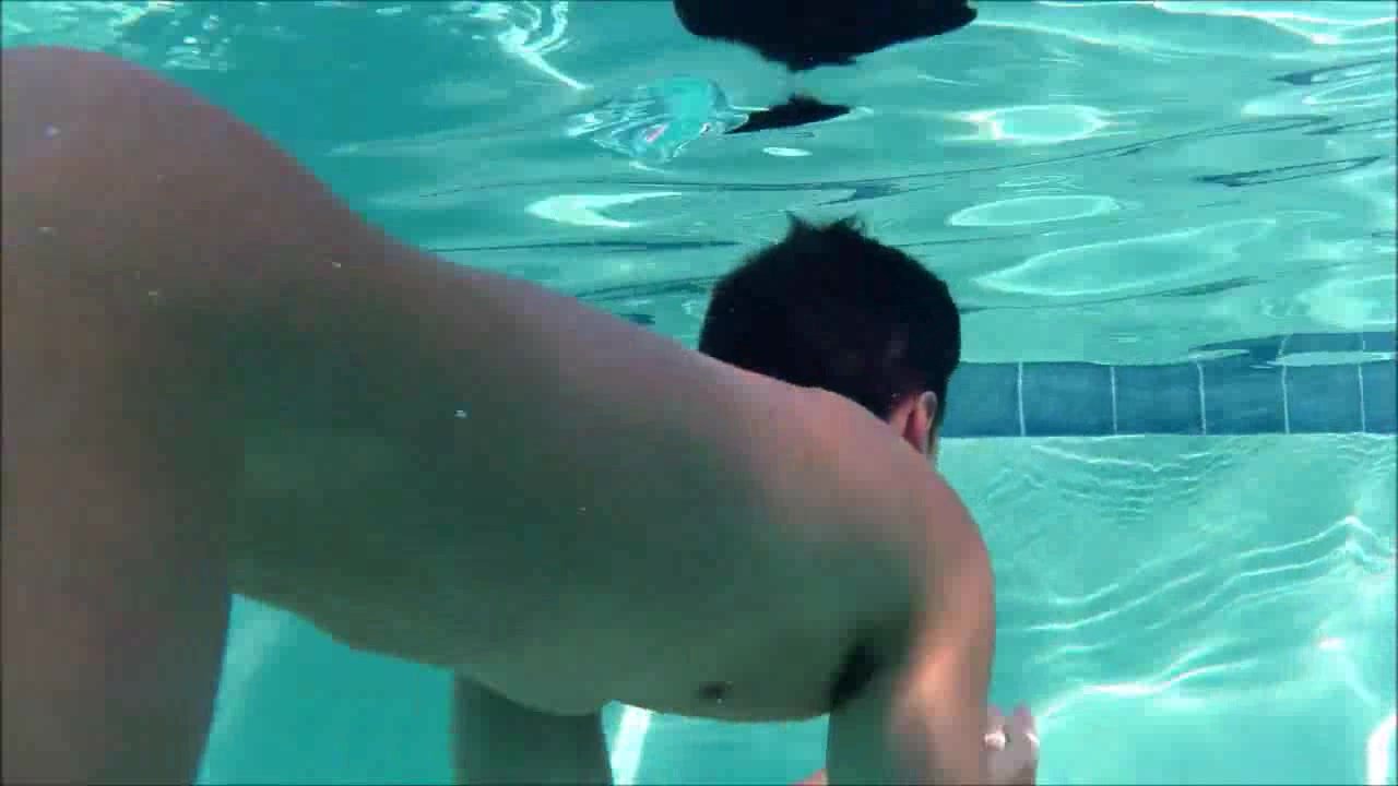 French gay couple barefaced and naked underwater