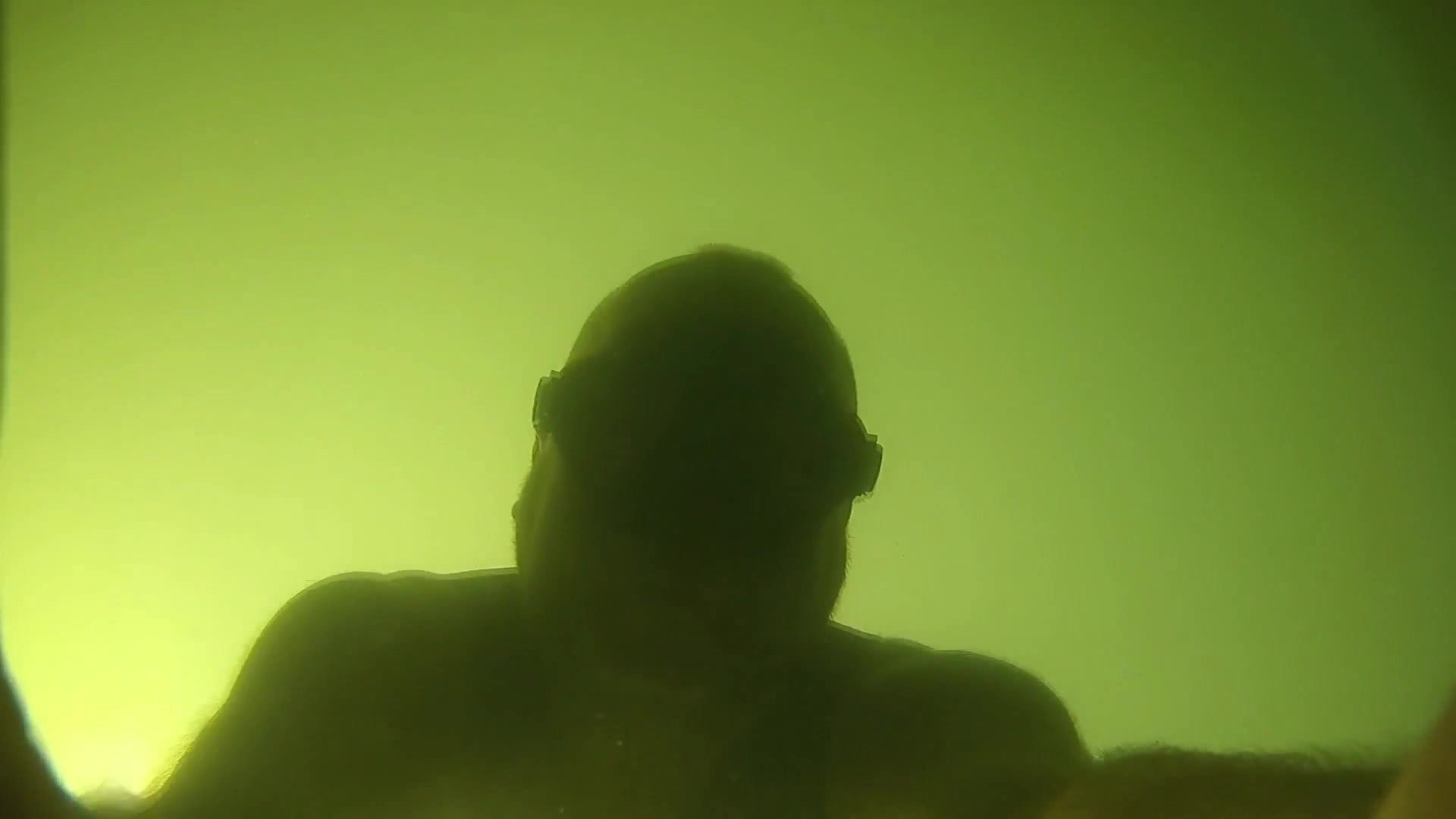 Polish bald freediver breatholding underwater